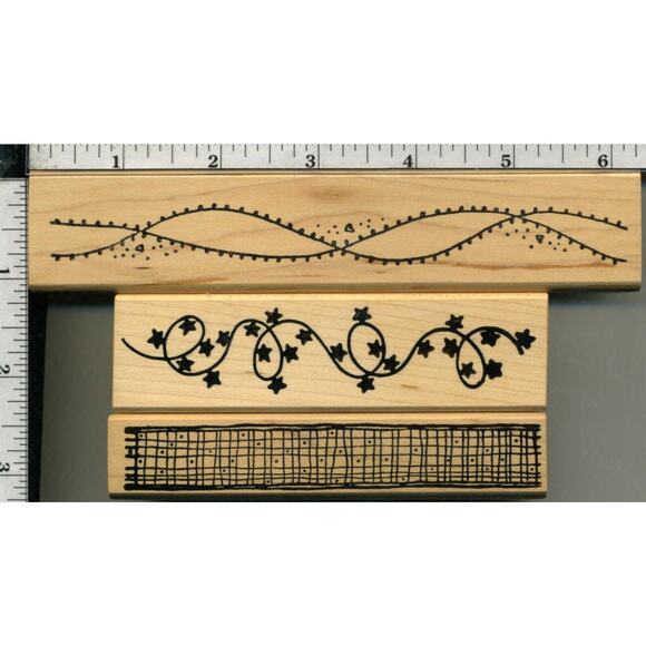 Lot/3 ALIAS SMITH & ROWE Borders - Wood Mount Rubber Stamps 1993 - Picture 1 of 8